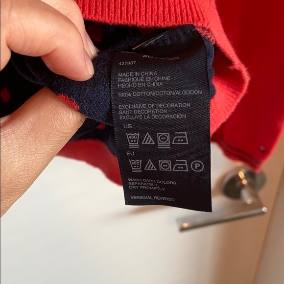 Tommy Hilfiger Red & Navy Polka Dot Sweater - Picture 4 of 5